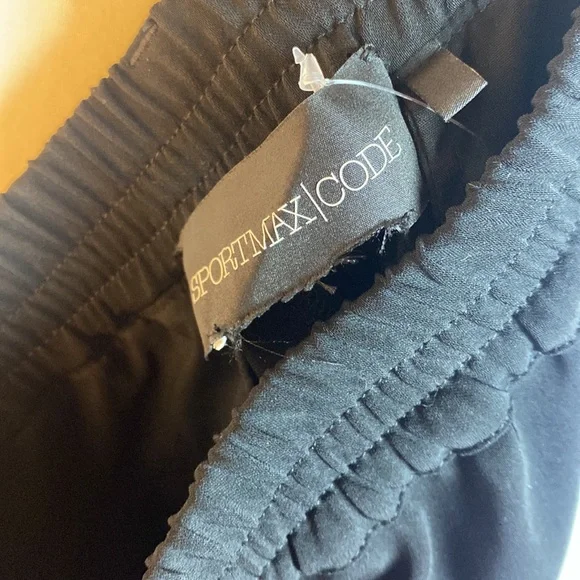 SportMax Black Rhinestone Stone Accent Elastic Band Joggers - Picture 7 of 7